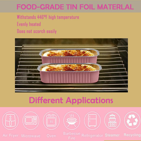 12Pack Mini Loaf Pans with Lids and Spoons, 6.8oz Disposable Rectangle Aluminum Foil Oven Cake Container, Baking Bread Muffin Dessert Tins for Fam...