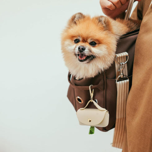 Leather Poop Bag Holder Dispenser for Leash, Portable and Reusable Dog Poop Bag Dispenser, Dog Bag Holder for Walking, Outdoor, Travelling (Beige)...