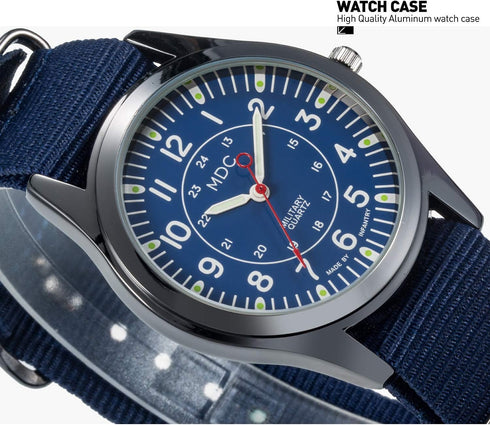 Infantry MDC Mens Analog Watch, 12/24 Hour Military Wrist Watches for Men Tactical, Army Field Wristwatch with Slip-Thru Nylon Band...