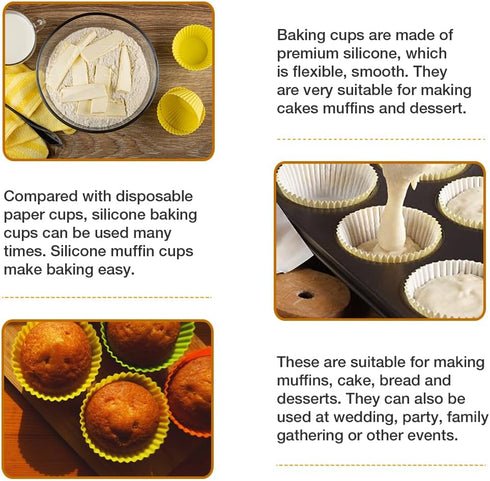 Extra Large Silicone Cupcake Baking Cups 12 Pack, 3.54 Inch Cupcake and Muffin Liners, Reusable Jumbo Silicone Baking Cups Easy to Clean, Great fo...
