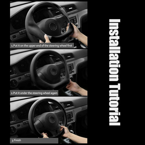 Car Steering Wheel Cover, Anti-Slip Silicone Steering Wheel Protector, Universal Car Accessories Wheel Cover for Most of Cars (Black)...