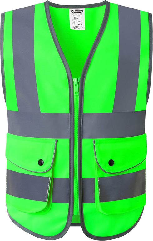 JKSafety High Visibility Zipper Front Kids Safety Vest With Reflective Strips,Meets ANSI/ISEA Standards (KID-Medium Green) ¡...