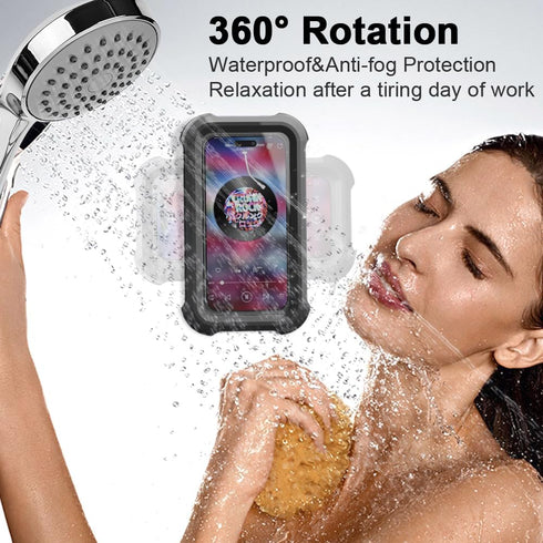 Shower Phone Holder Waterproof,480° Rotating Wall Phone Holder Mount with HD Touch Screen Guardian Phone up to 7 inch for iPhone 15 14 13 12 Pro 1...