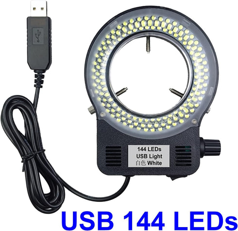 USB LED Ring Light Illuminator, 144 64 LED White Adjustable Lamp for Industry Monocular Binocular Trinocular Stereo Video Lens Microscope & Camera...