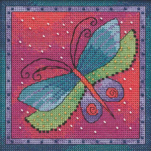 Dragonfly Fuchsia Beaded Counted Cross Stitch Kit Mill Hill 2019 Laurel Burch Flying Colors Collection LB141913...