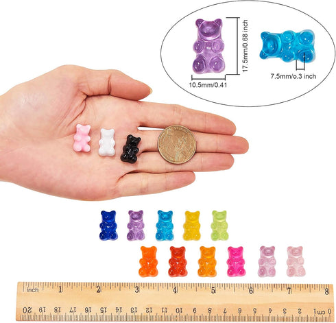 Stiesy 200 Pieces Translucent Candy Gummy Bear Resin Slime Charms Bear Flatback NO Hole Beads for for Nail Art DIY Hair Clip Jewelry Making Mixed ...