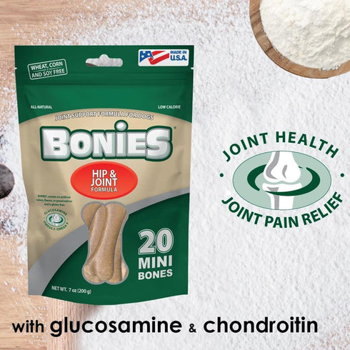 Bonies Natural Hip & Joint Formula Small-Sized Single Bone, Glucosamine & Omega Fatty Acids, Fresh Breath, Clean Teeth, Low Calories, Chicken Flav...