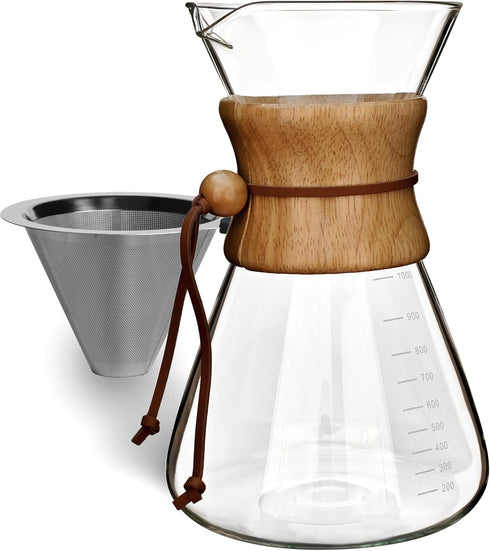 Pour Over Coffeemaker Set Classic Series with Filter 10 Cup Slim Shape...
