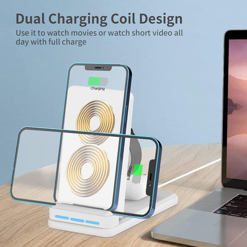 DNTGVUP Wireless Charging Station for Apple - 3 in 1 Wireless Charging Station for iPhone15/14/13/12/Pro/Plus/11/XS/XR/X/8, Charger Stand for Appl...