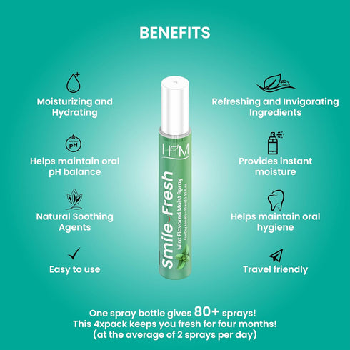 HM - Dry Mouth Flavoured Spray Xylitol - Alcohol Free | Instantly Hydrate & Moisturize | pH Balanced | Promotes Saliva Production & Soothes, Bad B...