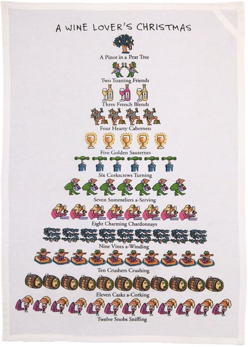 Mistletoe & Co. A Wine Lover's Christmas 100% Cotton Kitchen Tea Towel, 18" x 26"...