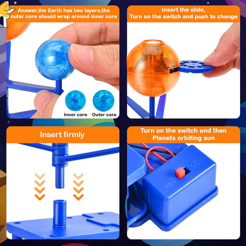 Rotating Solar System Model for Kids - Planets Orbiting Sun Projector - Space Science Kit for Ages 3-5 5-7 8-10, Night-Light Educational Toy...