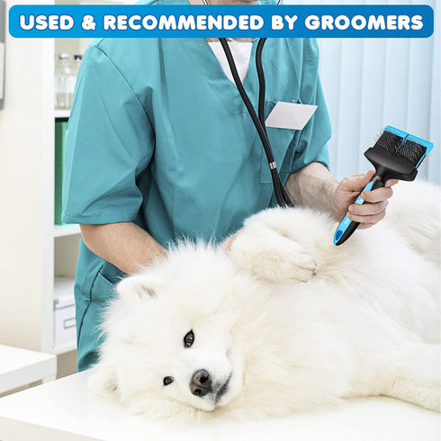 Dual Flex Slicker Brush Dog Brush, Gentle Grooming Tool for Sensitive Dogs & Cats - Ideal for Long Hair, Removes Undercoat, Tangles, and Knots...