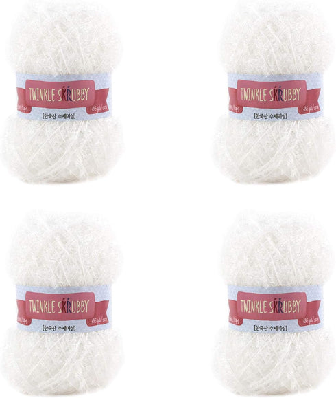 4 Skeins of Twinkle sKRubby Yarn Total 11.3 oz (320gr), Each 2.82 oz (80gr) / 186 yds (170m) (White)...