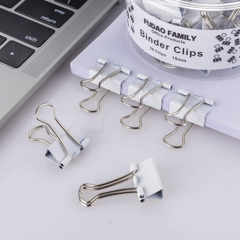 Small Binder Clips, 3/4 Inch (19mm) Binder Clips, 50 Pack Mini Binder Clips (White)...