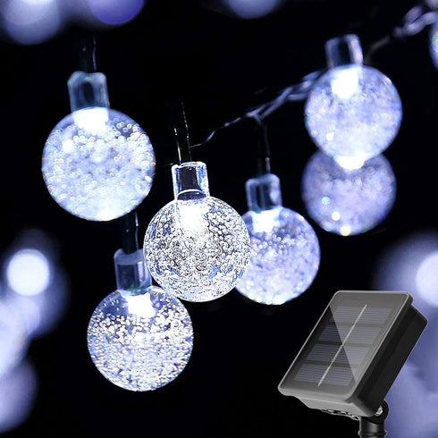20 LED Crystal Globe Solar String Light Extra-Bright Outdoor Lights with 8 Lighting Modes Waterproof Solar Powered Patio Hanging Light for Garden ...