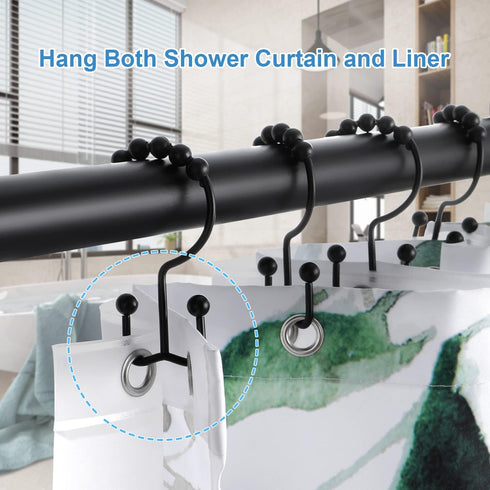 Shower Curtain Hooks Rings, TENOVEL Double Sided Shower Hooks Rust Proof for Bathroom Shower Rods Curtain, Durable Stainless Steel Bathroom Shower...
