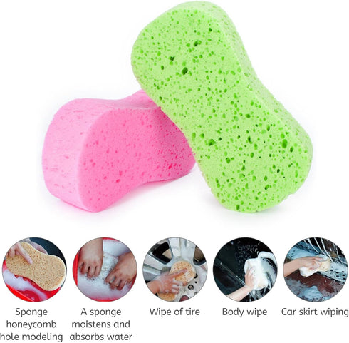 Individually Wrapped Sponges,12 Pack Car Cleaning Large Sponges, All Purpose Sponges for Cleaning, Easy Grip Thick Foam Scrubber, Giant Bone Spong...