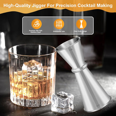 Lexenic 1oz 2oz Japanese Jigger with 7 Measurements Inside for Bartender, Premium 304 Stainless Steel Heavy-Duty Jigger, Bar Accessories for The H...