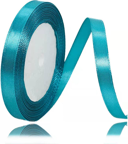 Turquoise Blue Ribbon 3/8 Inches x 25 Yards, Satin Fabric Silk Ribbon for Gift Wrapping, Bows Making, Floral Bouquets, Wreaths, DIY Handicrafts, S...