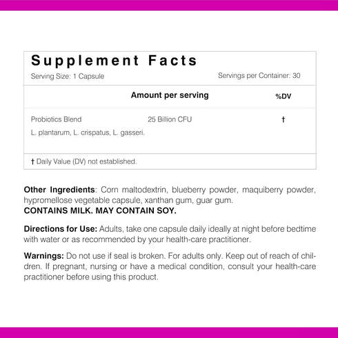 Probiotics for Women’s Intimate Health with 3 Strains, 25 Billion CFUs Antioxidant Enrichment (30 Days Supply) Probioseries Woman...