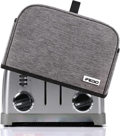 iFedio Toaster Cover 4 Slice with Storage Pockets, Toaster Dust Cover, Washable & Waterproof (Grey)...