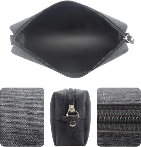 Enyuwlcm Fabric Stationery Stylish Simple Pencil Bag Small Square Waterproof Pencil Case Black and Gray 2 Pack...