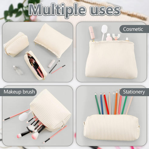 3 Pcs Cosmetic Bags Makeup Bag for Women Portable Travel Toiletry Cosmetic Pouch Cute Bag Accessories Brushes Storage Organizer for Daily Use, 3 S...