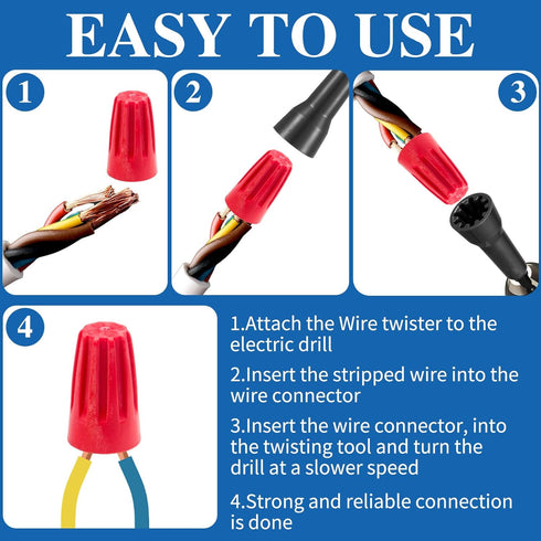 4 Pcs Wire Twisting Tool Nut Twister Bit Driver for Drill Electrical Wire Stripper and Twister Wire Connector Socket Nut Twist Wire Tool with 1/4'...