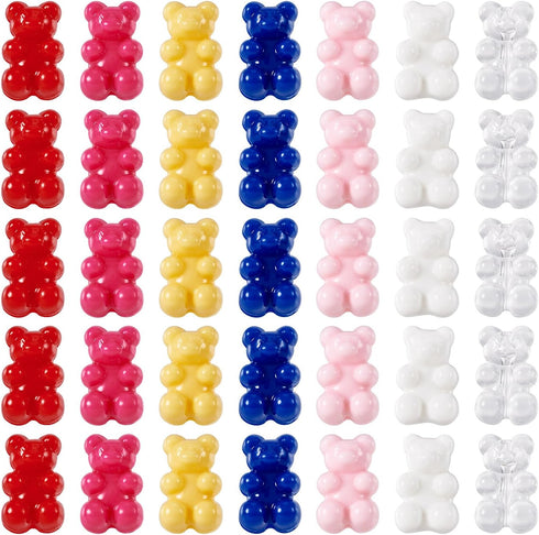 70Pcs Acrylic Gummy Bear Beads Cute Animal Beads 7 Colors Fake Gummy Bear Bracelet Beads Flat Back Kandi Candy Beads for Crafts DIY Jewelry Making...