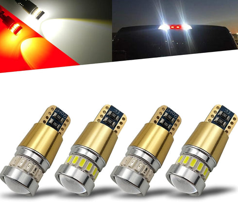iBrightstar 12-24V Super Bright 194 912 921 168 175 2825 W5W T10 LED Bulbs with projectors for Car Truck 3rd Brake Lamp Cargo Lights, White/Red...