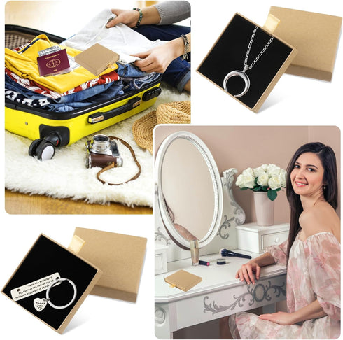 2Pcs Jewelry Gift Box Bracelet Gift Boxes Cardboard Jewelry Box Square Necklace Earring Bracelet Gift Box Kraft Organizer Storage Box for Jeweller...