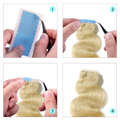 240 Pcs Hair Extension Tape in Tape Replacement Double Sided Hair Tape for Hair Extensions Wig Tape Beauty Tools with a Small Tweezers (4 x 0.8 cm...