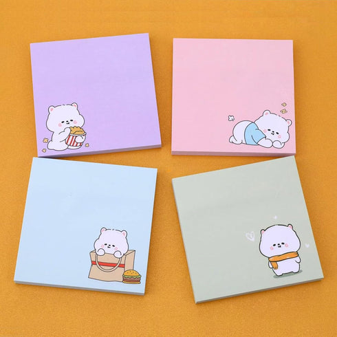 Cute Self-Stick Note Pads, 4 Pack 320Sheets Kawaii Animal Sticky Notes Cartoon Memo Pads Markers Flags Cute Stationary Note Pads for School Home S...