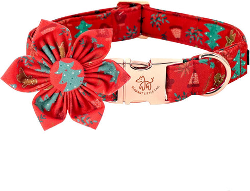 Elegant little tail Christmas Dog Collar, Female or Male Dog Collar Flower, Pet Collar Adjustable Dog Collars with Flower for Small Medium Large D...
