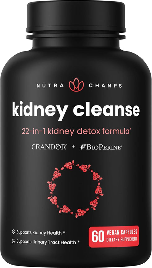 Kidney Cleanse Detox & Repair | 22-In-1 Kidney Health Supplement | Extra Strength 50:1 Cranberry Extract with Bioperine for Increased Absorption |...
