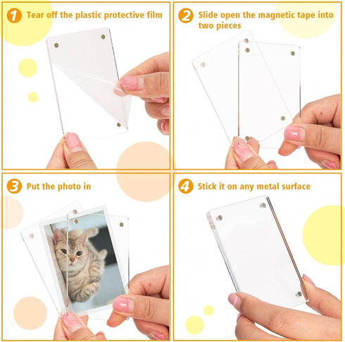 12 Packs Acrylic Fridge Magnetic Picture Frame Magnetic Polaroid Frames for Photos Instax Mini Frame Clear 2.36 x 3.54 Inch...