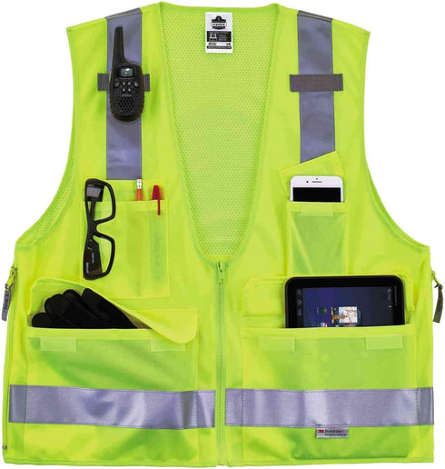 Ergodyne - 21425 GloWear 8250Z ANSI Lime Surveyors Reflective Safety Vest with Back Pocket, Large/X-Large...