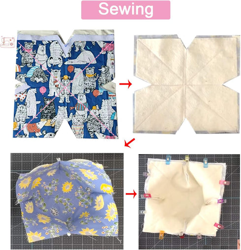 PIAOLGYI 2 PCS Bowl Cozy Template 8.6x4.3 inches,11x 5.5 Inches Bowl Wrap Sewing Pattern Template Quilting Template DIY Craft Stencil Cut On Fold ...