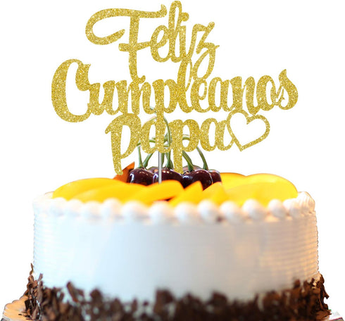 Feliz Cumpleanos Papa Cake Topper,Happy Father's Day, Dad Birthday Party Supplies Decoration...