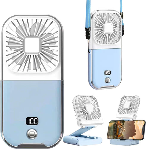 Foldable Mini Portable Fan, 5 in 1 Design, 3000mAh Rechargeable Battery, 4 Speed Adjustable Wind Speed, Suitable for Travel, Outdoor, Camping, Car...