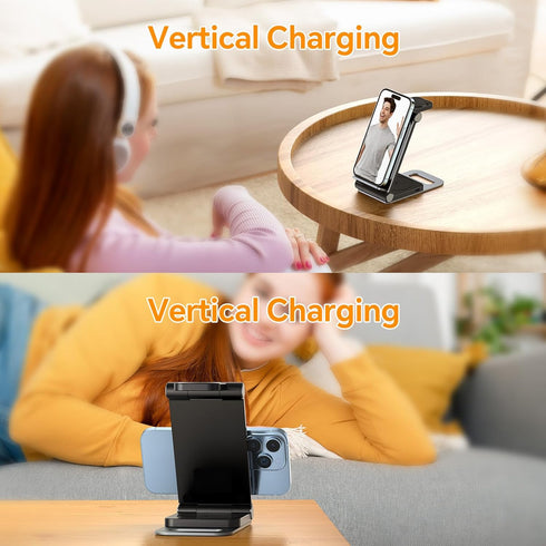Wireless Charging Station 3 in 1 Foldable Wireless Charger Stand, Travel Charger for iPhone 15 14 13 12 11 Pro Max XR XS 8 Plus, for Apple Watch 9...