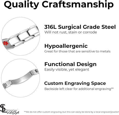 Smarter LifeStyle Elegant Medical ID Bracelet for Men - Surgical Grade Steel Medical Bracelet (Coumadin)...