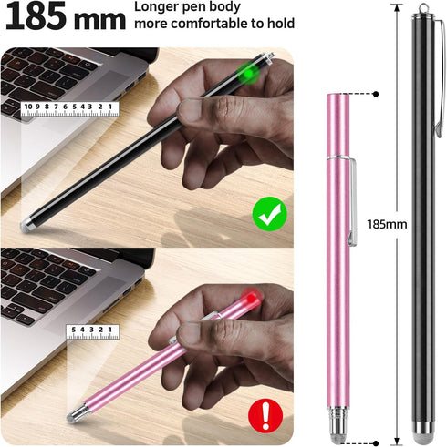 Long Stylus Pens for Touch Screens (5 Pack 185mm) High Sensitivity, Precision and No Scratches, Compatible with iPad, iPhone, Android, Tablets and...