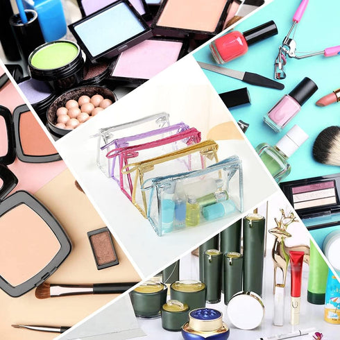 SITAKE 12 Pcs Portable Transparent Cosmetic Bags, Clear Waterproof Makeup Bags with Handle, PVC Travel Toiletry Bags Pouches, Clear Pencil Cases, ...