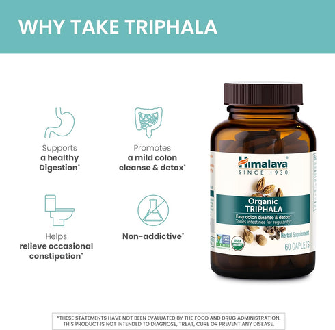 Himalaya Organic Triphala Herbal Supplement for Colon Cleansing, Supports Regularity, Occasional Bloating, Waste Elimination, USDA Organic, Non-GM...