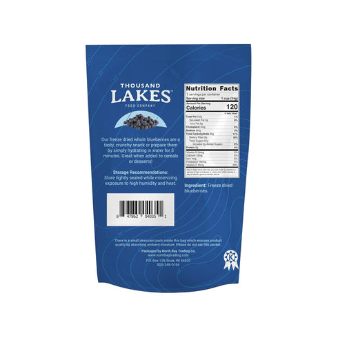 Thousand Lakes Freeze Dried Fruit - Blueberries 1.2 ounces | No Sugar Added | 100% Whole Blueberries...