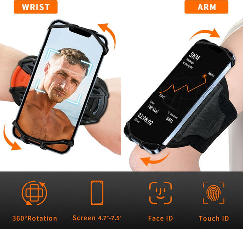 Wristband Phone Holder-2024 Upgraded Version-360° Rotation & Detachable - Compatible with iPhone 15/14/13/12/Pro/Pro Max, Samsung, and More - Fits...