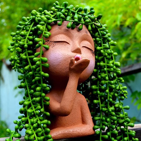 Face Planter, Head Planter, Women Faces Flower Pots, Plant Pots, Small Kissing Succulent Pots for Indoor Outdoor Plants, Cute Vase Home Decor, Bro...