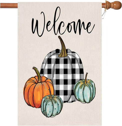 Happy Thanksgiving Flags,Thanksgiving Garden Flag 28 x 40 Inch Thanksgiving House Flag Double-Sided 2 Layer Fall House Flag For Thanksgiving Decor...